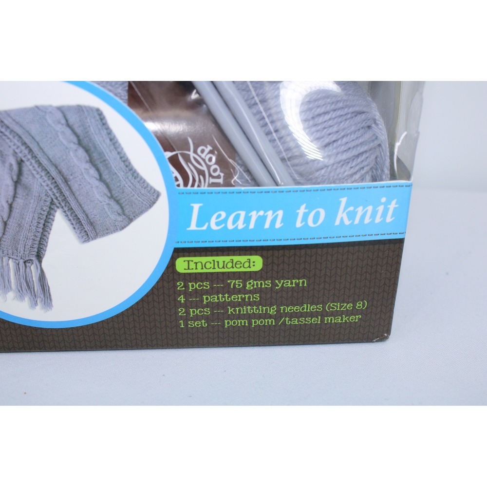 Made by Me Learn to Knit Scarf Hat Gloves Kit 2 Yarn skeins Patterns Needles - Picture 2 of 3